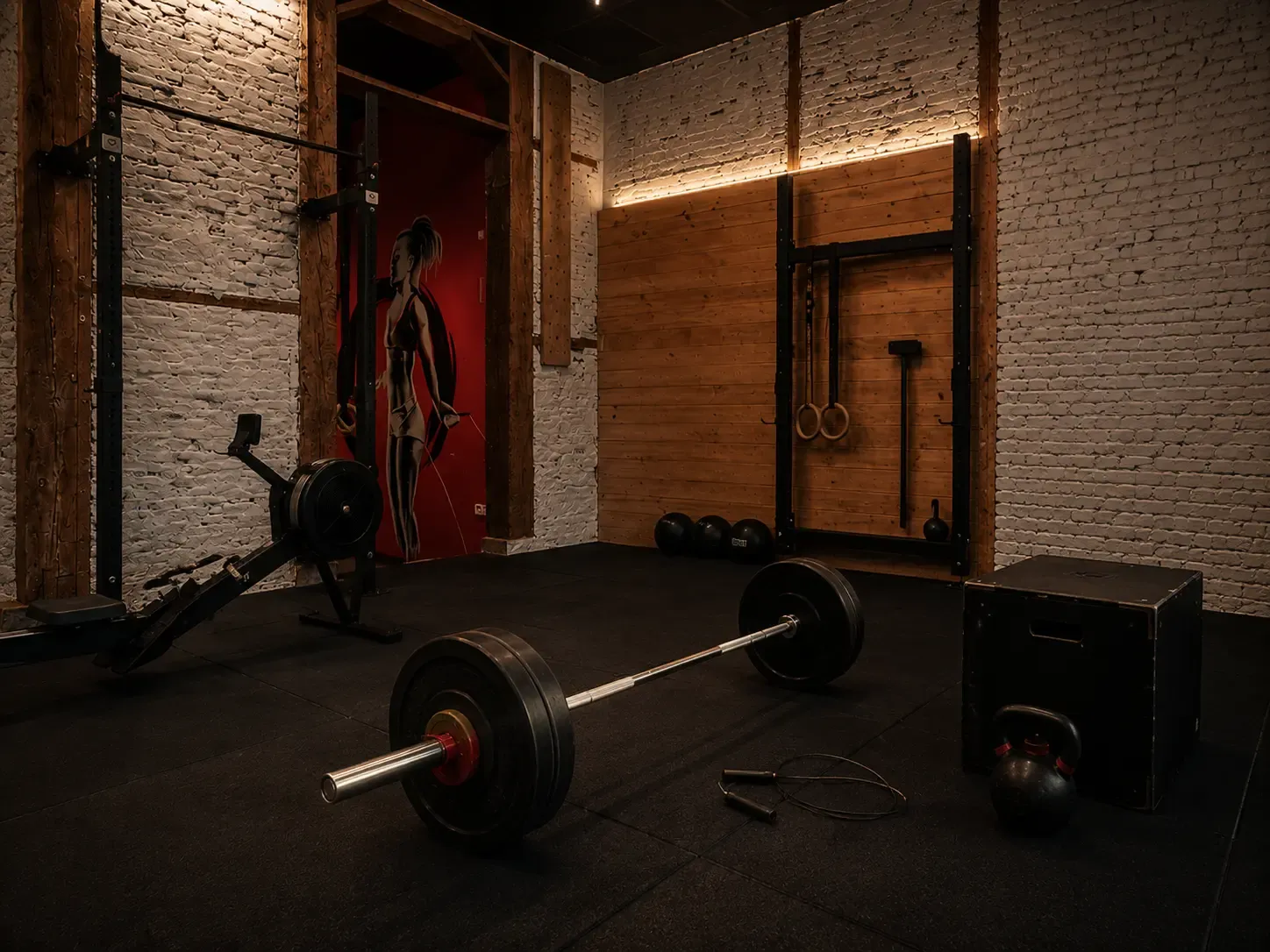 Zona de entrenamiento funcional durante una clase de crosstraining